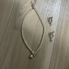 【美品】子供用パールネックレス・イヤリングセット　結婚式　発表会　パーティー