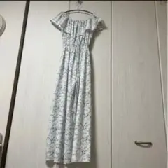 フラワープリント キャミソール ロングワンピース