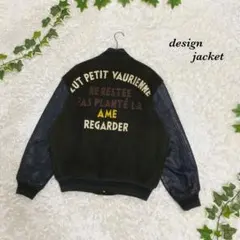 ジャケット　ブルゾン　刺繍　激レア　古着　スタジャン　ワッペン　袖レザー