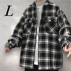 オーバーサイズ　チェック柄 ジャケット 襟付きメンズ　Lサイズ　ゆったり