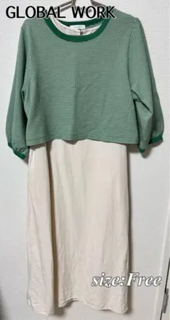 2WAY GLOBAL WORK ワンピース グリーン 春夏秋 かわいい