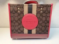 【最終値下げ】COACH ストライプデザイン ハンドバッグ