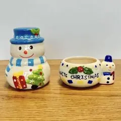 雪だるま貯金箱とキャンドルホルダーとマグカップのクリスマスセット+モコモコドッグ