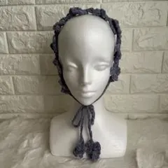 ヘアバンド　花モチーフ　くすみパープル　カチューシャ　かぎ編み　ハンドメイド