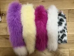 ファーしっぽ キーホルダー 5本 ふわふわ