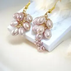 36.揺れる淡水パールピアス・アレルギー対応・淡水パール・ハンドメイド