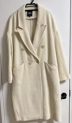 ZARA アイボリー ダブルブレストコート