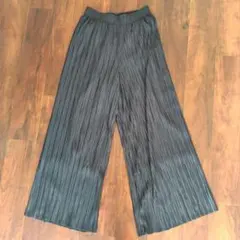 グローバルワーク ワイドパンツ プリーツパンツ リブ柄