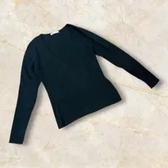 エル　長袖 ニット　セーター　ブラック　綿100% Ｖネック　Lサイズ