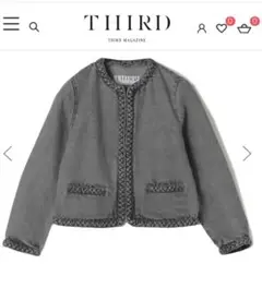 THIRD サードマガジン［未使用］デニム ノーカラージャケット ノーカラーデニムジャケット×ハイウエストパンツ｜THIRD