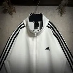 【定番カラー】adidas トラックジャケット 白×黒 パフォーマンスロゴ