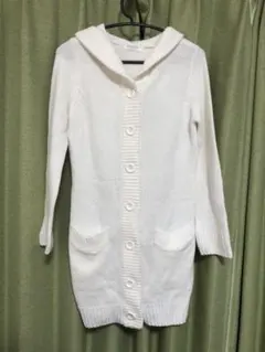 ニットロングカーディガン 白 ホワイト コルザ ジェラピケ