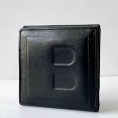 良品 BALLY Bロゴ 二つ折り財布 ブラック レザー　　m818のサムネイル