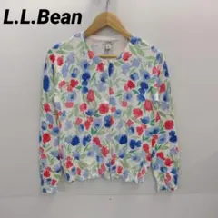 W548 L.L.Bean フラワー柄 カーディガン コットン100