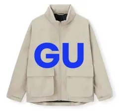 GUウィンドプルーフスタンドカラーブルゾンSベージュ男女兼用フード付き