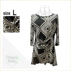 ミニワンピース チュニック パーティー L 相当 黒白 おしゃれ 二次会