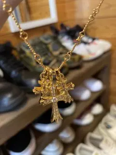 ネックレス メンズ　クロス　3連