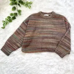 【ZARA】マルチカラー クロップドニット M ショート丈 セーター ざっくり