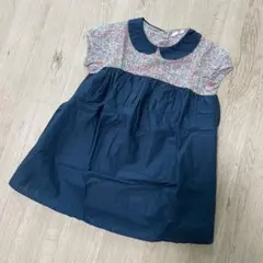 ☆LAGOM ラーゴム　花柄無地切り替えギャザーワンピ  100〜110サイズ