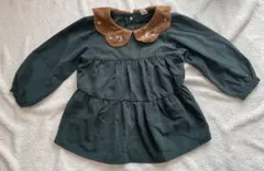 Cottoli︎✿グリーンワンピース／襟付き／刺繍あり／春︎／95cm