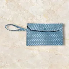 ループつきマスクケース マルチケース 通帳ケース お薬手帳ケース 水色ドット柄