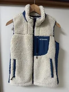 Columbia フリースベスト ベージュ/ネイビー　レディースＭ