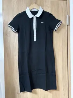 Lacoste 黒 ポロシャツスタイル 半袖ワンピース