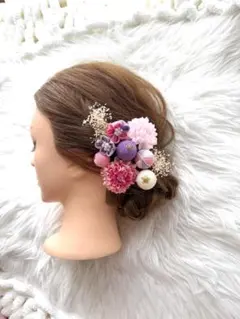 髪飾り 花　金箔　菊 和装 着物 和玉　手作り　成人式　ヘアアクセ　ハンドメイド