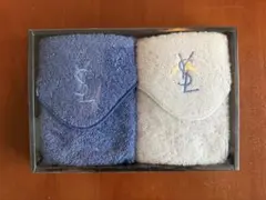 イヴサンローラン ハンドタオル 2枚セット ブルー ホワイト 未使用