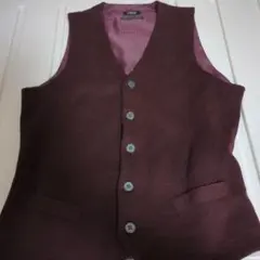 ONLY バーガンディ スーツベスト Mサイズ　ワインレッド