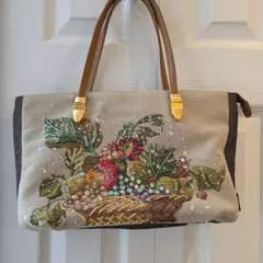 シンクビー ハンドバッグ ビーズスパンコール刺繍　ブラウン系