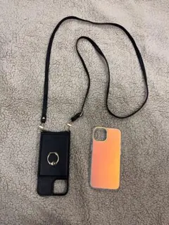 ストラップ付き(鏡、カードフォルダ付き)iPhone用ケース オーロラケース