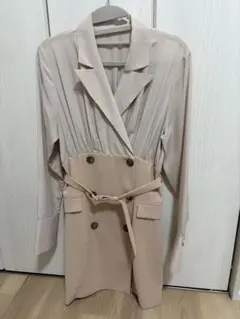 ベージュ シャツドレス 長袖 ダブルボタンのサムネイル