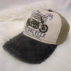 帽子　バイクデザイン　ヴィンテージ　カジュアル　キャップ　アメカジストリート海外