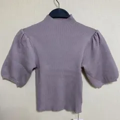 【新品】　GRL くすみラベンダー・リブ編み ハイネック バルーンスリーブ　Ｍ