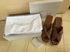 JIMMY CHOO ブラウン レザー ミュール ウェッジソール