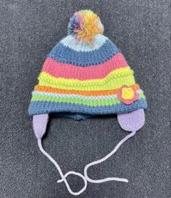 カラフルニット帽 ポンポン付き