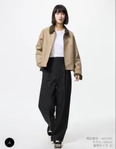 美品UNIQLO ユニクロ　タックワイドパンツ S サイズブラック　股下66cm