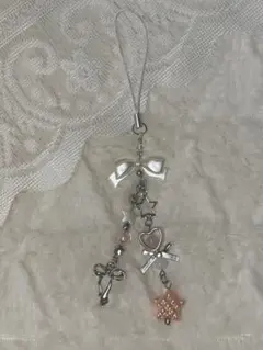 ハンドメイド リボン 星 ハート ストラップ