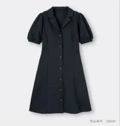 GU　フロントボタン半袖ワンピース M ブラック