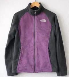 人気north faceノースフェイスフリースジャケット刺繍ロゴバイカラー紫黒M