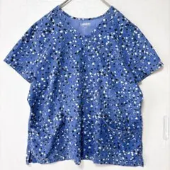 ランダウ ドット スクラブ トップス Vネック 半袖 XXL 青 綿ポリ 医療のサムネイル