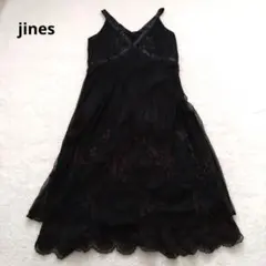 jines ノースリーブ ワンピース ブラック 刺繍 38 スカラップヘムのサムネイル