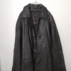 【一点物】韓国製 羊革 ロング ラムレザージャケット 黒