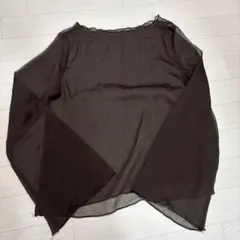 シースルー ダークブラウン フレアスリーブシャツ