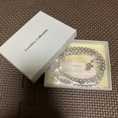 人工パールネックレス・ピアス　グレー　未使用品