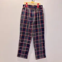 【1-67】チェック柄プリーツカジュアルパンツ