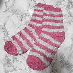 もこもこソックス　靴下　ブルー　ピンク　ボーダー　韓国