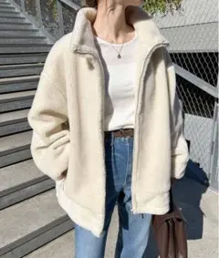 SLOBE IENA ウール混ボアスタンドコクーンブルゾン