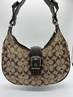 COACH シグネチャー ショルダーバッグ ブラウン y2k シルバーバックル 